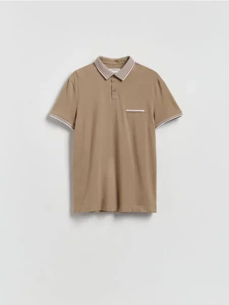Reserved Tricou polo slim fit cu conținut ridicat de cafeniu