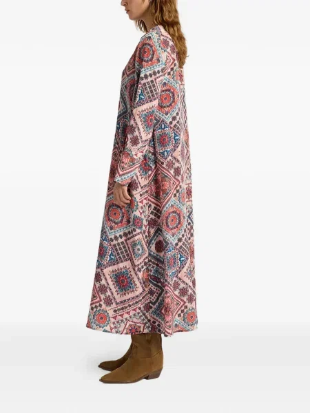 Sukienka Momoni z dekoltem w serek garniturowa różowa