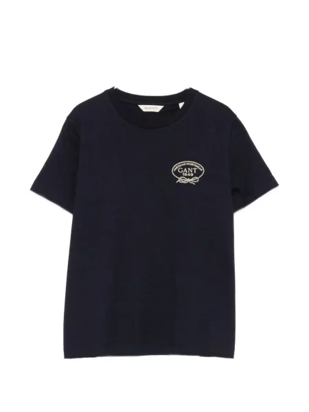Scurt tricou Gant cu broderie albastru