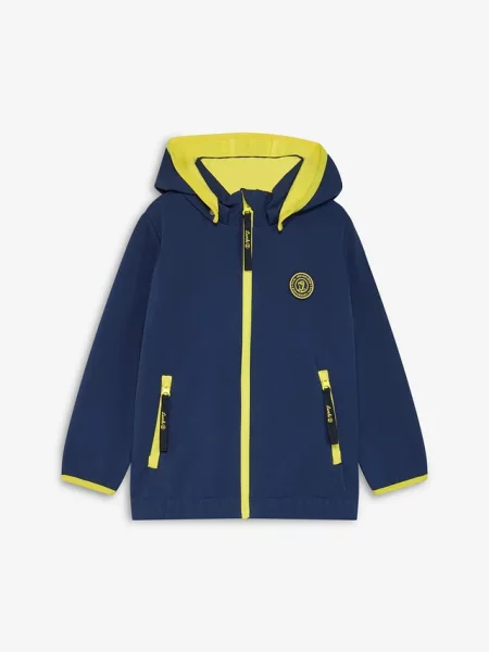 Kurtka softshell marki Lurchi z kontrastowymi detalami hydrofobowa niebieska