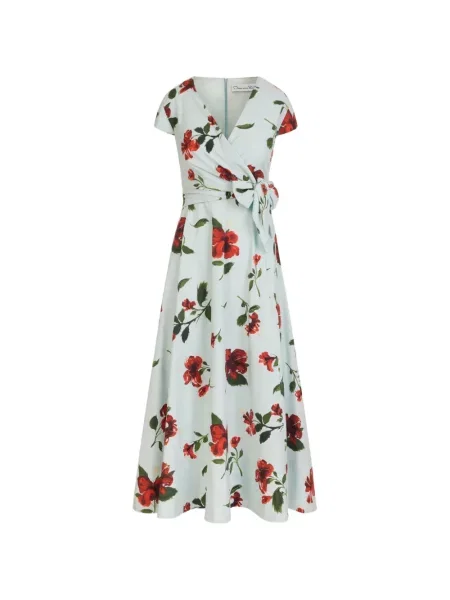 Rochie Oscar De La Renta din poplin plic albastru