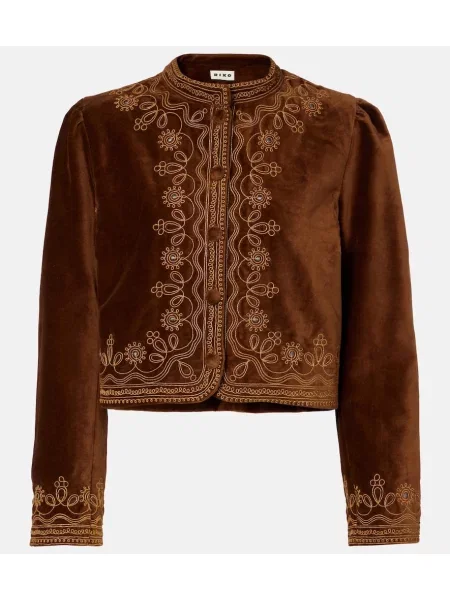 Geacă Rixo cu broderie de catifea maro
