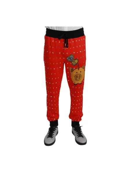 Spodnie dresowe Dolce And Gabbana z nadrukiem biznesowe czerwone
