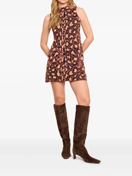 Rochie Cara Cara cu imagine cu model leopard de costum maro