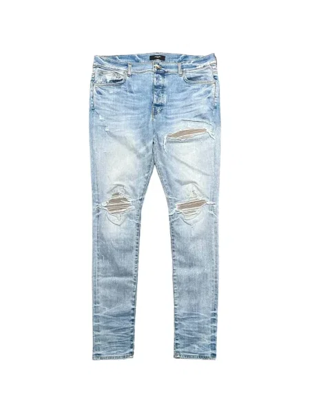 Traperice ravnih nogavica Amiri s izlizanim efektom plava