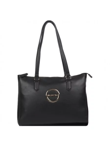 Lniana shopperka Valentino By Mario Valentino czarna