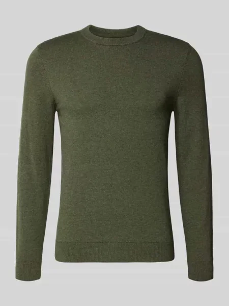 Sweter z dzianiny z mieszanki bawełny i kaszmiru z okrągłym dekoltem Mcneal khaki