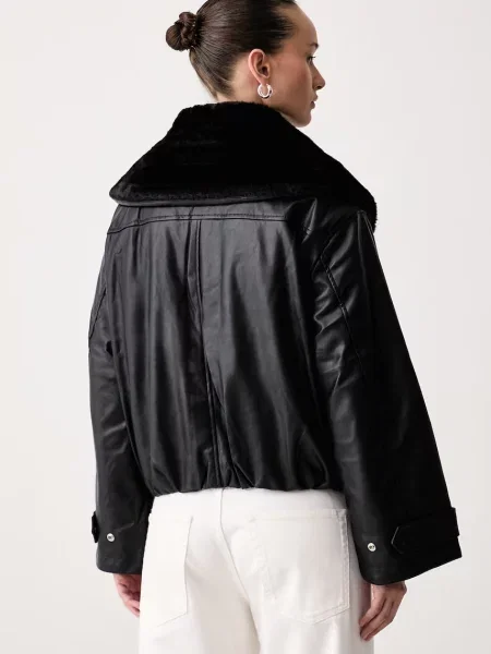 Calvin Klein Jeans kurtka przejściowa z imitacji skóry czarna