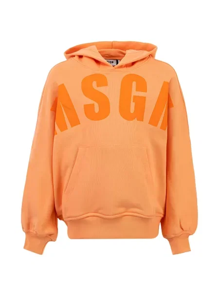 Hanorac cu glugă copii Msgm cu autograf portocaliu