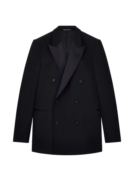Σατέν μπλέιζερ Emporio Armani διπλόκουμπα μαύρο