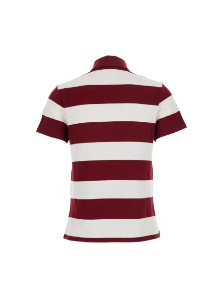 Koszulka polo Moncler w paski z paskiem czerwona