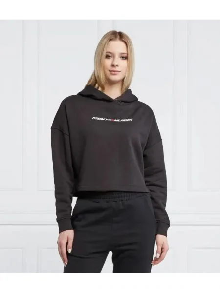 Tommy Sport Hanorac GRAPHIC | Cropped Fit negru