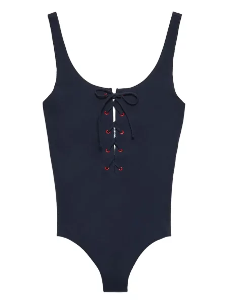 Strój kąpielowy Prada sznurowany koronkowy niebieski