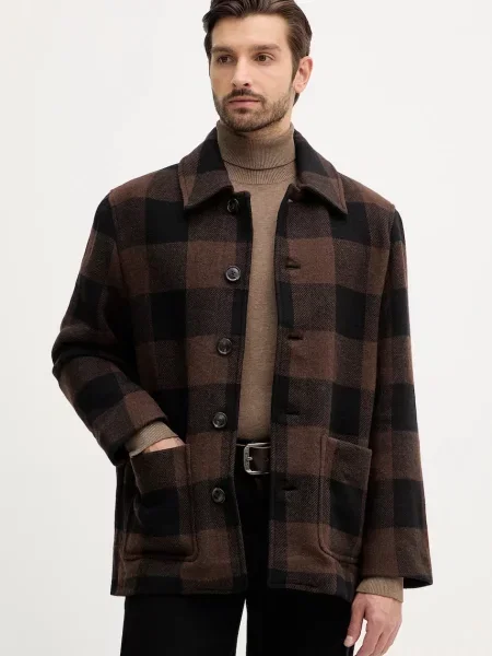 Tommy Hilfiger jachetă din amestec de lână maro