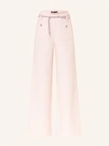 Maje Spodnie Z Tweedu Z Kamieniami Ozdobnymi I Błyszczącą Nicią pink różowe