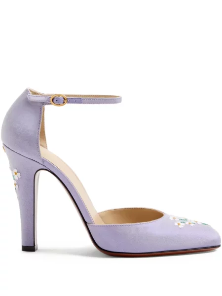 Zkrácené lodičky Valentino Garavani na ramínka fialové