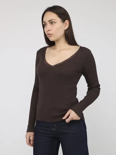 Лонгслів YUKI темно-коричневий коричневий