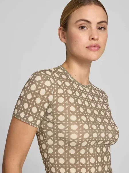 T-shirt o kroju slim fit z okrągłym dekoltem Nanushka beżowa