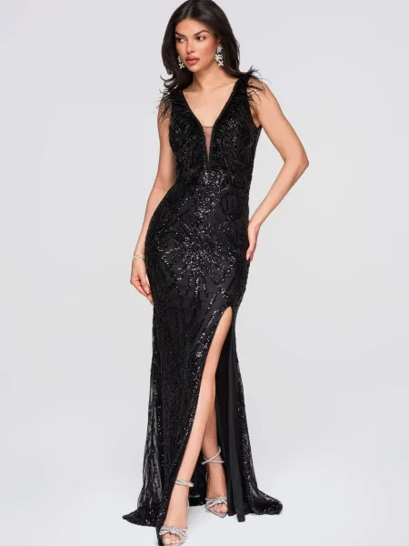 Elegantna večerna obleka Edoti črna