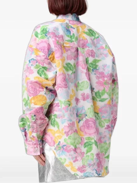 Cămașă Msgm cu model floral cu imagine alb