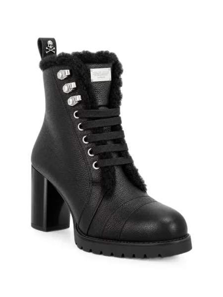 Botine Philipp Plein cu șireturi din dantelă negru