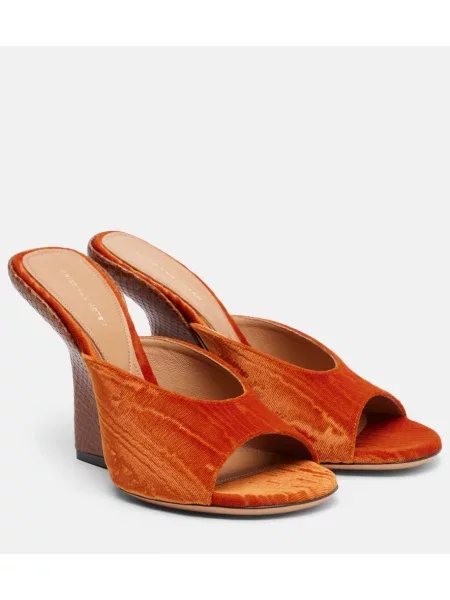 Papuci tip mules Dries Van Noten de catifea portocaliu