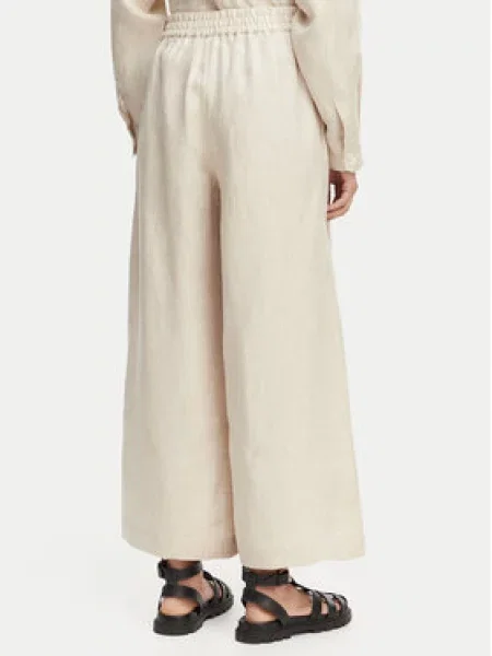 Weekend Max Mara wide leg hlače ženske lanene FELINO bež