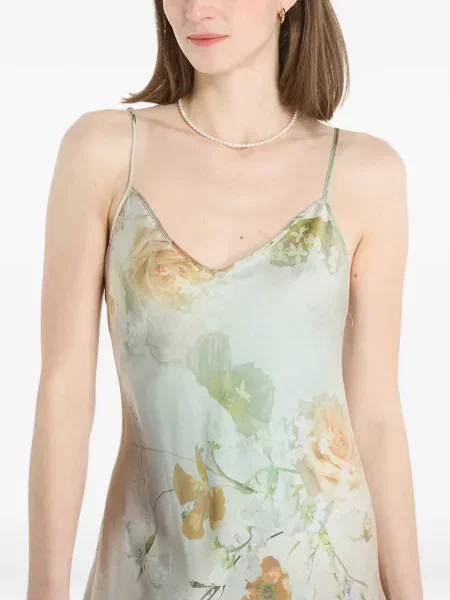 Rochie maxi Allsaints cu model floral cu imagine verde