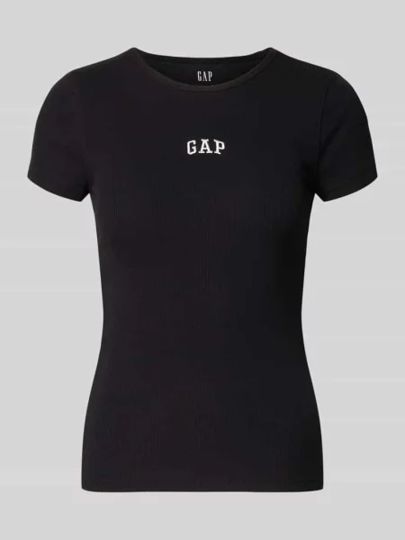 T-shirt w efekcie prążkowania z logo Gap czarna