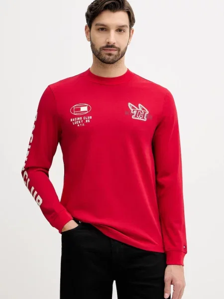 Majica z dolgimi rokavi Tommy Hilfiger rdeča
