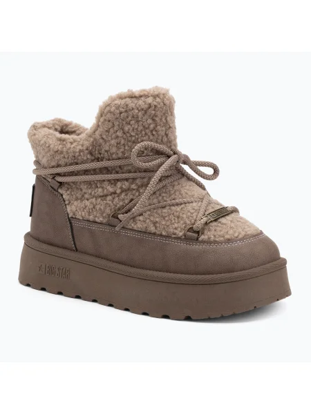 Snehule Big Star Shoes na platforme hnedá