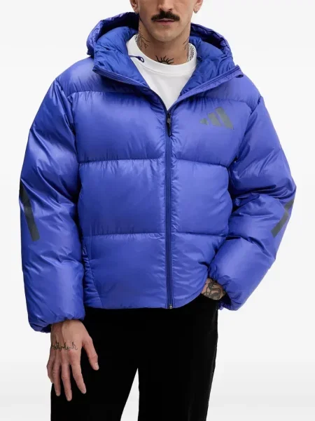 Kalhoty Adidas s kapucí s potiskem modré