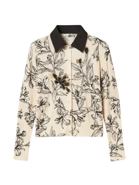 Gulerat cardigan Twinset cu model floral tricotate