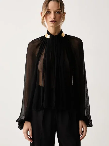 Elisabetta Franchi bluză pentru femei din vâscoză negru