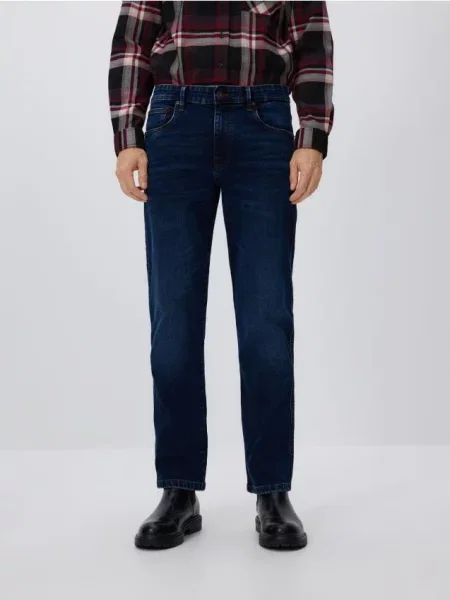 Reserved Джинси slim із вареним ефектом темно-синій сині