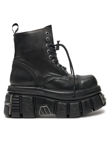 New Rock bocanci de piele Nomada Negro + Tower Negro Acero negru