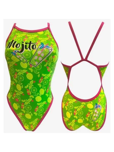 Kostium kąpielowy Turbo Mojito Revolution z wąskimi ramiączkami w kolorze limonkowym L żółty