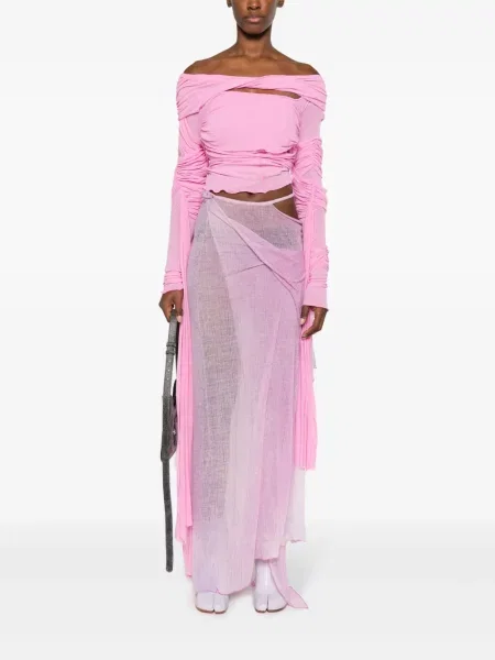 Drapiruotas apvyniojami maxi sijonas Acne Studios violetinė