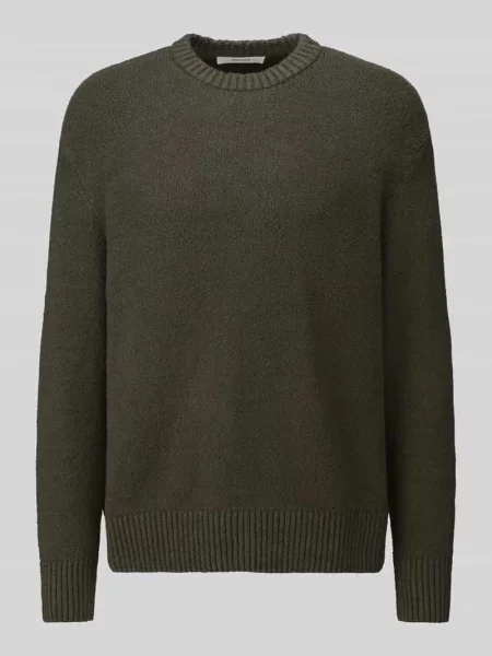 Sweter o kroju relaxed fit z mieszanki bawełny model ALEX' Selected zielony