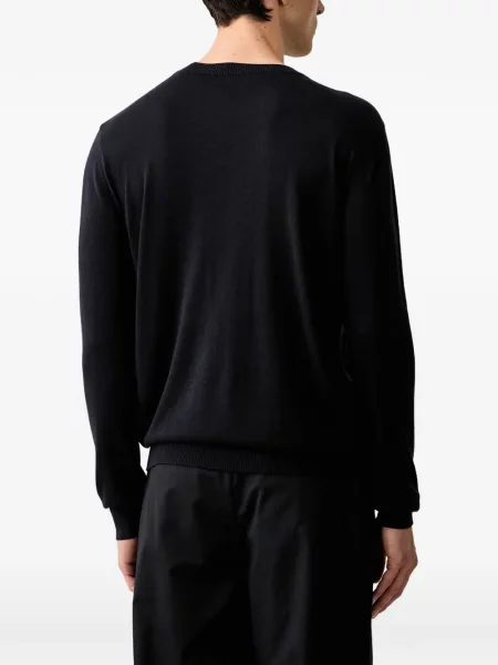 Pulover Emporio Armani de mătase albastru