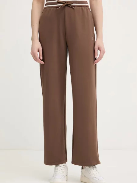 Armani Exchange spodnie dresowe z wiskozą brązowe