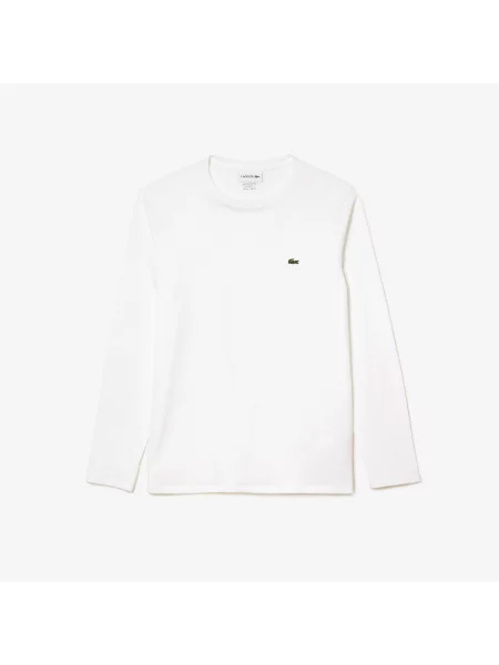 Lacoste Koszulka Z Długim Rękawem Z Bawełny Pima biała