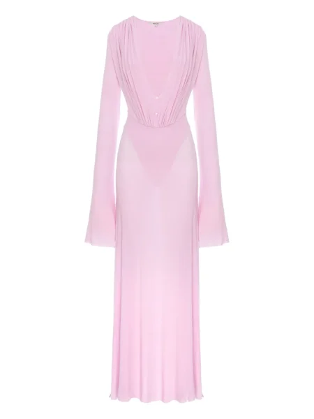 Rochie maxi Manuri drapată lungă de costum roz