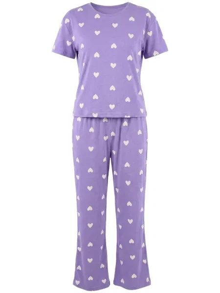 Trendyol Pijama mov lavandă alb