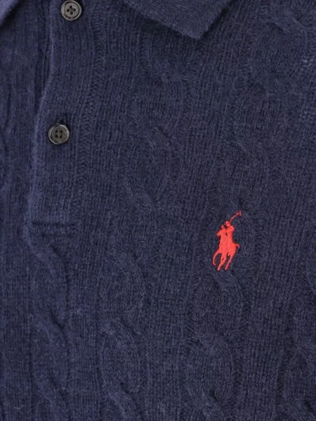 Fleece kockás sapka Polo Ralph Lauren autogrammal kék