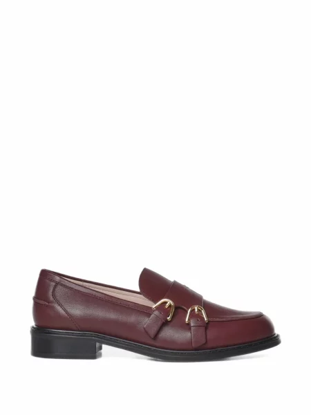 Pantofi loafer Coccinelle din piele cu cataramă roșu