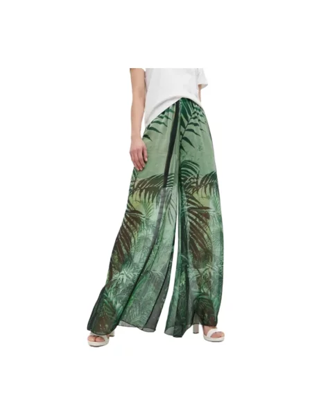 Spodnie Guess szyfonowe zielone