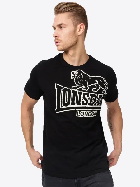 LONSDALE Tricou Langsett negru alb