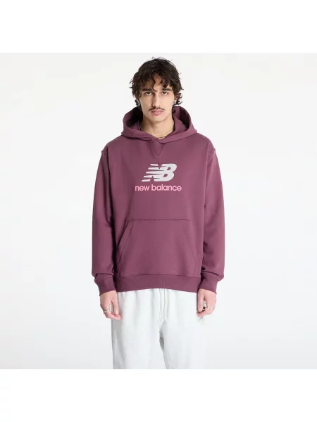 Хавлиени суичър с качулка New Balance с принт винено червено