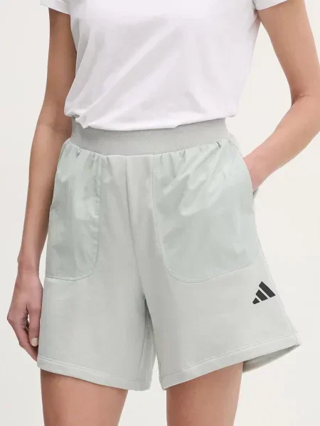 Къс панталон adidas City Escape с изчистен дизайн с висока талия сиво